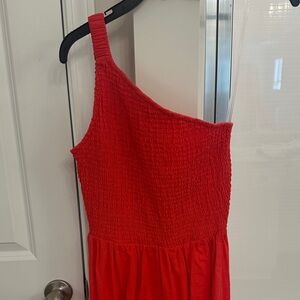 Elegant One Shoulder Red Dress